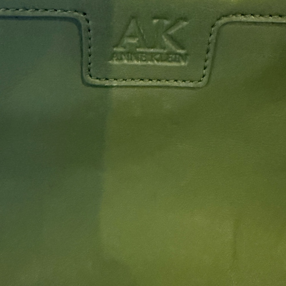 Anne Klein Leather Shoulder Bag Olive Green & Gold Hardware Vintage - Picture 4 of 13